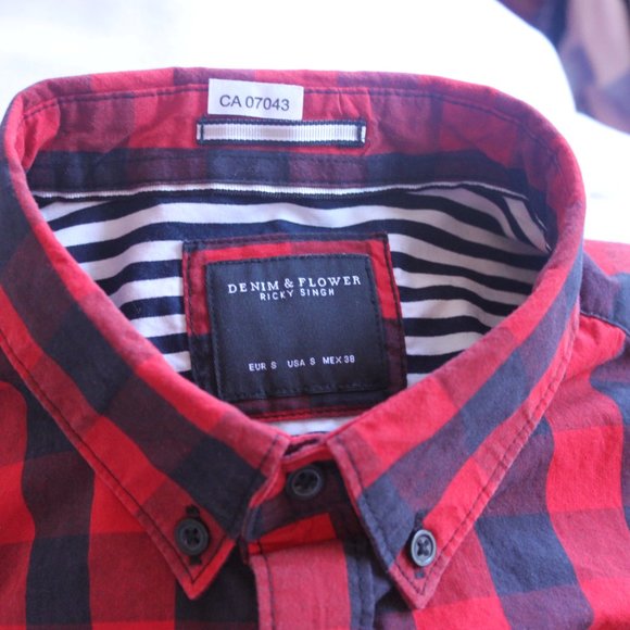 Ricky Singh Denim & Flowers Brushed Cotton Buffalo Plaid Button Down Shirt - Picture 3 of 14